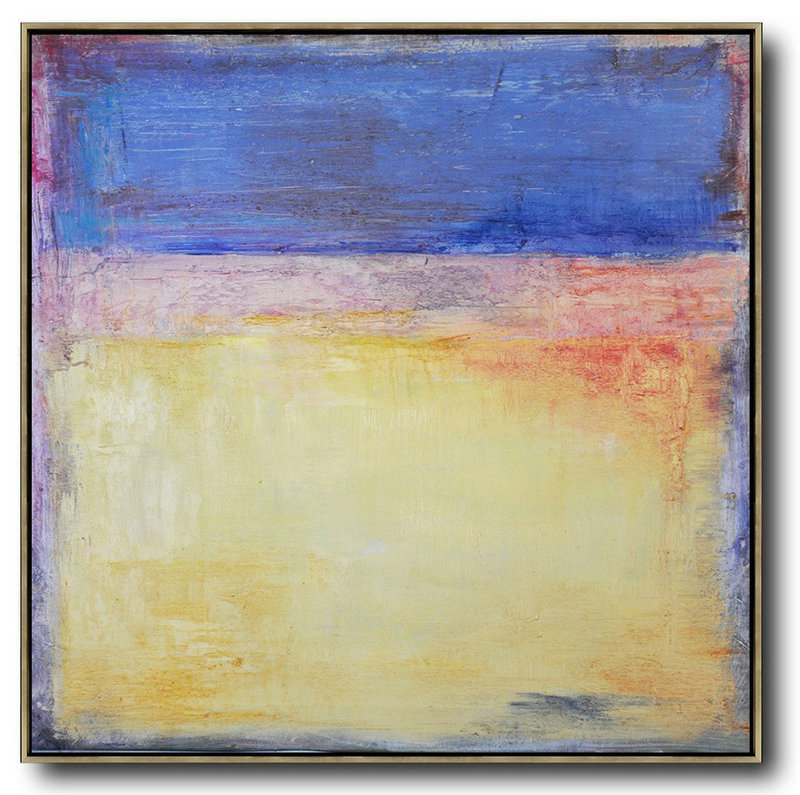 Extra Large Acrylic Painting On Canvas,Oversized Contemporary Art,Hand Paint Abstract Painting,Blue,Yellow,Orange.etc